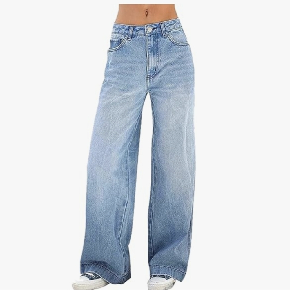 stretch Women's Blue Wide Leg Jeans